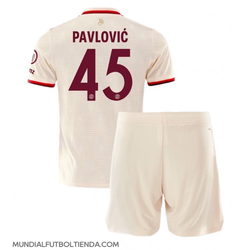 Camiseta Bayern Munich Aleksandar Pavlovic #45 Tercera Equipación Replica 2024-25 para niños mangas cortas (+ Pantalones cortos)